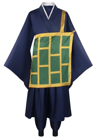 Zhongkaihua Suguru Geto Cosplay Kostüm Robe Kimono Outfits mit Gedruckt Surplice JJK Geto Halloween Kostüme für Herren Comic Con, Anime Karneval Rollenspiel