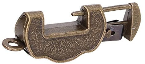 Altes Kastenschloss, Retro-Design, Messing, graviert, antike Schmuckschatulle, Dekoration für Holzkiste, Geschenkbox, Schrank, Vintage-Stil, kompakte Größe mit Schlüssel