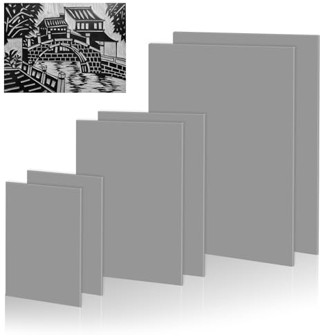 DELAESI Lino Printing Kit 6 PCS A4 A5 A6 Lino Sheets Soft Lino Printing for Printmaking Lino Printing Art and Craft (Grau)