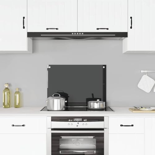 Mokuyary Kitchen Backsplash Black 70 x 50 cm Tempered Glass Splashbacks for Cookers, multiple sized kitchen splashbacks for walls
