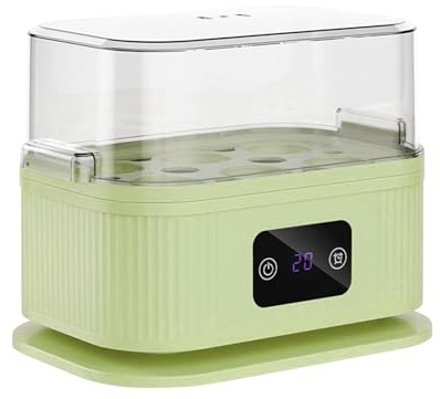 Eierkocher Multifunktional, bis zu 6 Eier, Eierkocher Elektrisches 6 Zeitmodi, Kompaktes Eier Kocher mit Timer Härtegradeinstellung Hochtemperaturschutz, Frühstücksmaschine Tragbar, BPA frei (Grün)