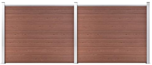 Yisssmeng 353 x 146 cm - Ensemble d'éléments de clôture WPC - Clôture de jardin durable avec grain de bois et profilé en aluminium - Brise-vue modulaire pour jardin, terrasse et balcon