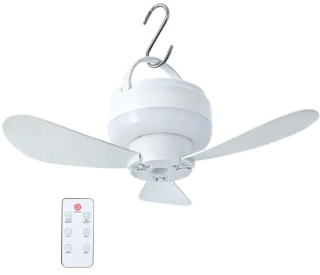 Ventilador De Techo Recargable Con Luz Control Remoto Ajuste 3 Velocidade | Genérico Ventilador De Camping Para Dormitorios, Oficinas Camping Ventilador Techo Para Tienda De Campaña Al Aire