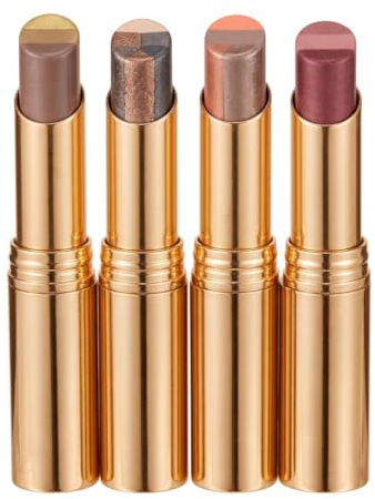 Pack de 4 bâtons de fard à paupières 3 couleurs, bâton fard à paupières crème pour un maquillage facile des yeux, ton terre mat, nacré, orange brunâtre chatoyant, rose