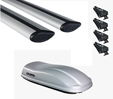 BARRE PORTATUTTO COMPATIBILE CON SERIE 5 TOURING SW 2010 IN POI 5P RAILS CHIUSI PIU BOX 400LT GRIGIO OPACO