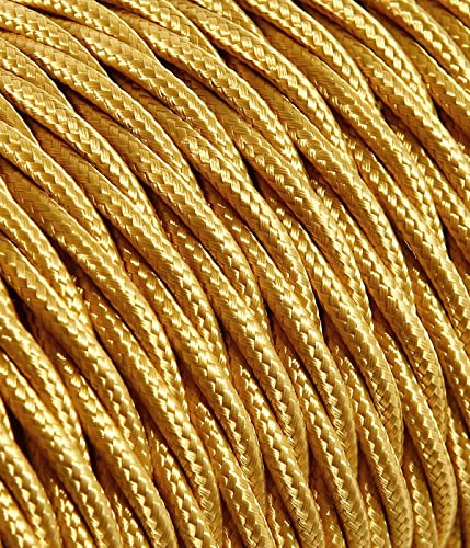 Câble électrique tressé/tressé avec revêtement en tissu. Couleur dorée. Section 2 x 0,75 (5 mètres)