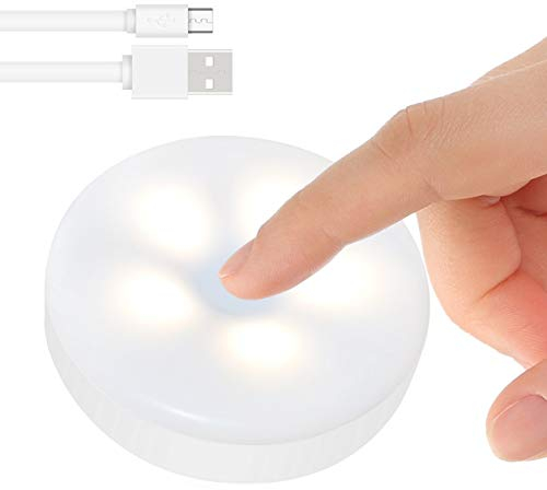 RTSU Mini Touch Light, Rechargeable Battery Operated Closet Lights Wardrobe Lights, Magnetic Stick-on Anywhere LED Night Light, Wireless Under Cabinet Lighting, Dimmable Tap Push Light