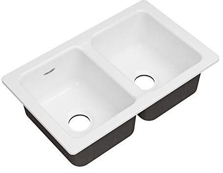 American Standard 77DB30190.308 Delancey 30x19 Double Bowl Cast Iron Kitchen Sink, Brilliant White