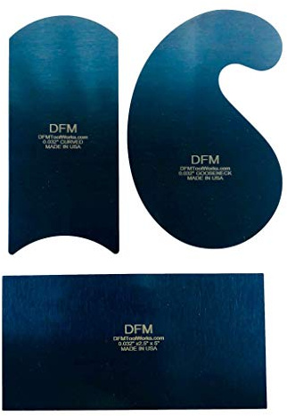 DFM Tool Works Blue Curved Cabinet Scraper Cards - Cabinet Scraper for Woodworking, Card Scraper Tool for Precision and Fine Finishes - Ideal Tool for Woodworking Projects - Made in USA (Set of 3)