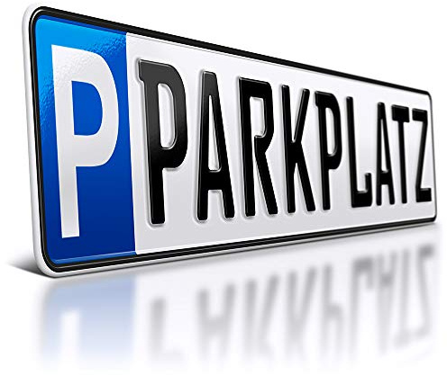 1 Parkplatzschild | Wunschtext | Privatparkplatz | Parkplatz-Kennzeichen | Bis zu 9 Zeichen | Aluminium Schild | Firmen Parkschild für Kunden | Stellplatz Kfz Kennzeichen | Parkverbot | 520 x 110 mm