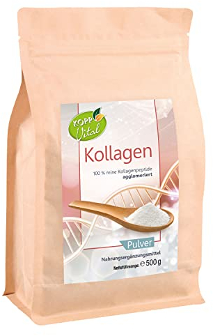 KOPP Vital® Kollagen Pulver 500g | 100 Prozent reines Kollagen | Reines Kollagenpeptid | Hergestellt und geprüft in Deutschland | Kollagenhydrosat | zertifizierte Weidehaltung | 91% Eiweißgehalt