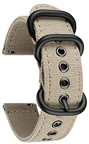 BINLUN Bracelet de Montre en Toile pour Homme Femme 18mm 20mm 22mm 24mm Bracelet de Montre en Tissu pour Smartwatch Montre Connectée Canvas Bracelet de Remplacement à Dégagement Rapide 8 Couleurs