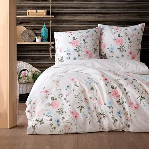 ZIRVEHOME Bettwäsche 200x220 cm. 3-teilig Set 100% Baumwolle Bettbezug 200x 220cm Kissenbezug 80x80cm Renforcé Bettwäsche-Sets 200x220 mit Reißverschluss Palitra