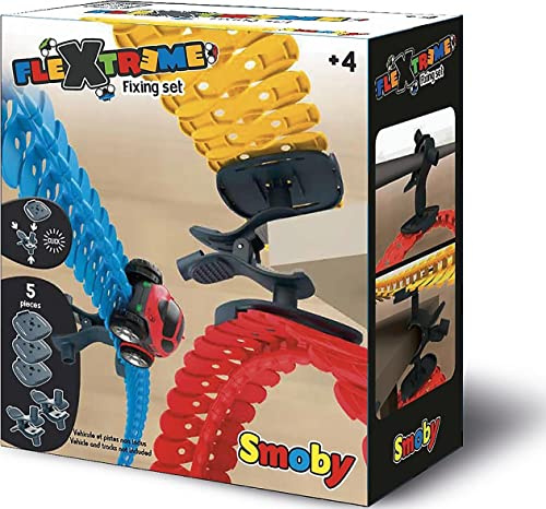 Smoby - FleXtreme Fixing Set - Befestigungssatz für die Smoby FleXtreme Rennbahn-Spielwelt, Erweiterung für Rennbahnen, für Kinder ab 4 Jahren, flexible Strecke mit Fahren-über-Kopf-Funktion