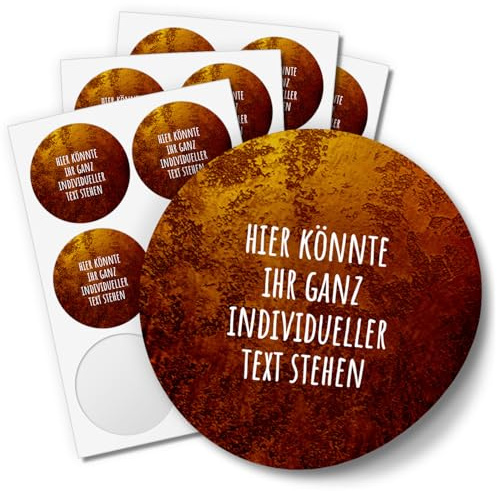 24 Weihnachtsaufkleber PERSONALISIERT mit Ihrem Text für Geschenke und Produkte zu Weihnachten - Aufkleber Etiketten Geschenkaufkleber rund, Motiv braun Kupfer