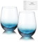 Joeyan Hand Blown Crackle Stemless Wine Glasses Set of 2-560ml Crystal Red/White Wine Glasses - Coloured Large Wine Cups Glass Tumblers for Party, Birthday, Anniversary