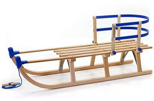 Holzfee Schlitten Davos mit Schlittenlehne S 110 RL S Blau