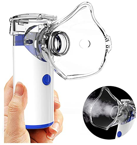 PBWIGS Inhalateur Portable Vaporisation À Main pour Enfants Adultes pour Maison Voyage Bureau avec Un Gobelet Médicaments Séparé Un Embout pour Masque Rechargeable par USB (Color : Blue)