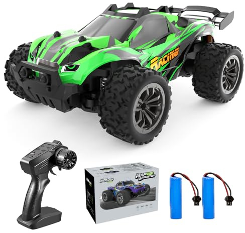 ACAMMZAR AT3 Ferngesteuertes Auto, RC Auto für Jungen 60+min Laufzeit mit 2 Akku, 2WD 2.4GHz Offroad Elektrisches Spielzeugauto mit LED Lichtern Geschenk für 6 7 8 jährige Kinder Erwachsene, Grün