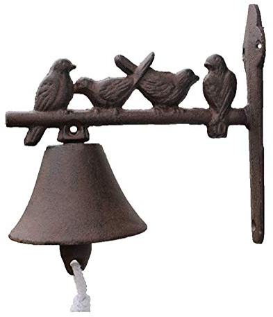 MUVLUX Gusseisen Wandhalterung Retro Vogel-Türglocke Auf Rod, for Bauernhof, Ranch, Kabinendekoration.