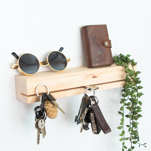 Zirbelino® Schlüsselboard Ablage aus Zirbenholz | Schlüsselablage mit Magnet | BHT ca. 30cm x 5cm x 5,5cm | Schlüsselleiste - Wandorganizer - Aufbewahrung - Schlüsselbrett