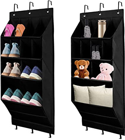 Set med 2 dörrskohyllor med stora djupa fickor, hängande skoorganisatör för skoorganisatör på dörren för sovsal, dörr, Rv garderobsdörr