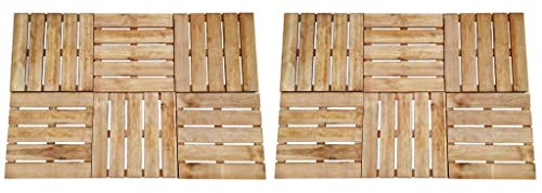 Homgoday Carreaux pour extérieur, 12 pièces, 50 x 50 cm, en bois, marron, carrelage, jardin, terrasse