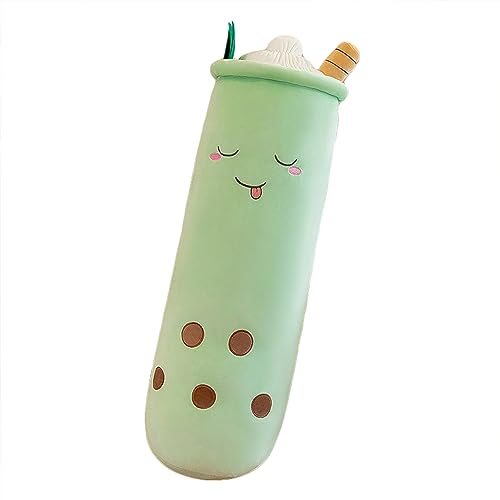 Trayosin Kuscheltier Bubble Tea Plüschtier Boba Tee Kawaii Kuscheltier XXL Plüschpuppen Weiche Kissen Gefüllte Spielzeuge Geburtstagsgeschenk für Kinder Erwachsene (Grün,60cm)