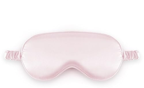 Sleep Mask Silk Eye Mask for Sleeping, Blackout Anti-Allergy Silk Eye Mask with Elastic Strap for Night,Travel,Nap,Meditation (Pink)