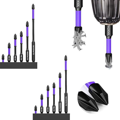 Upgraded High Hardness and Strong Magnetic Bit, 6-Piece d1 Anti-Slip and Shock-Proof bits with Phillips Screwdriver bits Screwdriver bit Sets,2PC