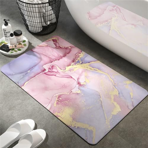 Badezimmerteppich, Badematte, FußMatte, Badteppich 60x90cm, Badvorleger, Badematte Badteppich Badvorleger Rutschfest Waschbar, Teppich Badezimmer Teppiche, Bathroom Mat, Bath Mat, Badematten, Rosa