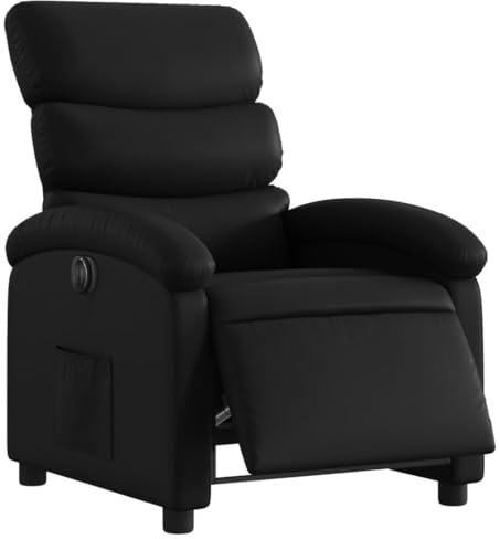 vidaXL Elektrisk reclinerfåtölj svart konstläder, fåtölj, fåtölj med uppresningshjälp, reclinerstol, fåtöljer, fåtöljer med uppresningshjälp