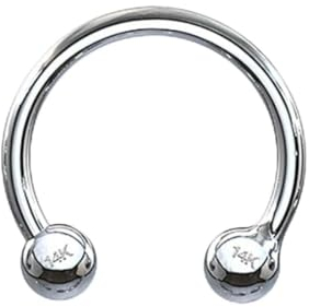 Piersando Piercing Ring Septum Nasenpiercing Nasenring Ohrpiercing Ohr Nase 14 Karat Echt 585 Weißgold Hufeisen Horseshoe Ohr Lippen Weißgold | 1,2mm x 8mm x 3mm