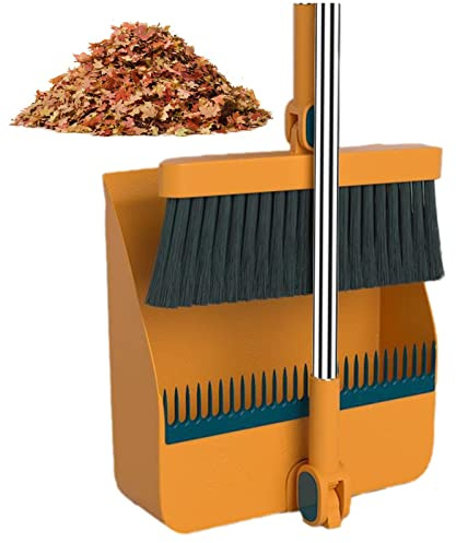 Campsie Set Scopa E Paletta - Set di Scopa E Paletta | Set di Paletta E Spazzola con Manico Lungo | Scopa E Paletta Salvaspazio Richiudibile | Scopa Alta E Paletta Verticale | Paletta per La Polvere