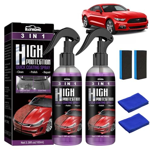 2 Pezzi Polish Auto Rimuovi Graffi, High Protection Spray 3 in 1, Nano Ceramic Rivestimento Spray, Ceramic Coating Auto Ripara, Nanotecnologia Auto, Rinnova Auto Carrozzeria Rimuovi Graffi (2pcs)