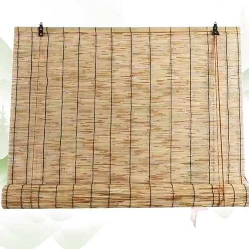 Handgewebter Natürliche Schilf Vorhang,Verdunkelungsrollo für Sonnenschutz und Wärmedämmung,Lichtfilter Rollläden für Decken/Wanddekoration/Teezimmer,Breite 50–160 Cm Optional (W150xH300cm/59x118in)