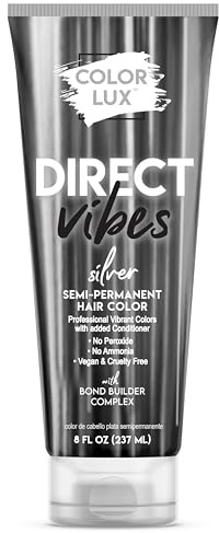Color Lux Direct Vibes Semi-Permanent Hair Color, Silver, Vibrant & Long-Lasting Shade, Ammonia-Free, Vegan, Sulfate-Free, Paraben-Free, 8 fl oz