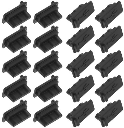 USB A Type Dust Plug, 20 Pcs Silicone USB Plug Cover, Anti Dust Cap Cover Port Plugs Protector Compatible with USB Type A Female Interface (Black)