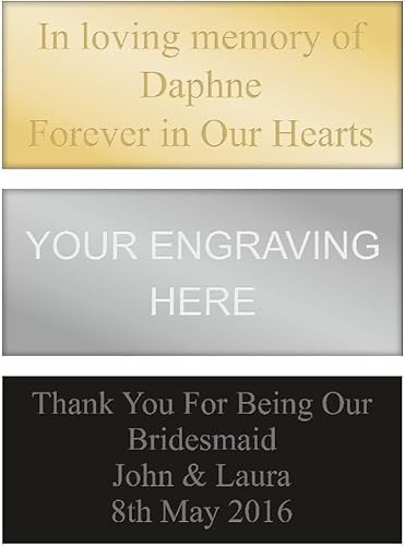 Engraved Plate Gold, Silver, or Black Self-Adhesive Plaque for Nameplates & Photo Frames Custom Fonts & Straight Shape Size (50 X 25mm)