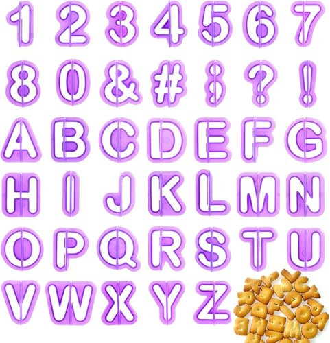 Juego de 40 cortadores de fondant, moldes de galletas, letras y números para decorar pasta de azúcar, galletas y tartas, letras, números y signos de puntuación para decorar tartas, accesorios para