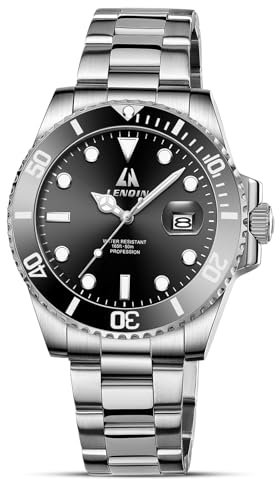 LN LENQIN Relojes Hombre Acero Inoxidable Reloj Analógico de Cuarzo para Hombre Impermeable Relojes de Pulsera Minimalista Luminoso Fecha Negocios Casual Diseñador Reloj de Hombre (Silver Black)