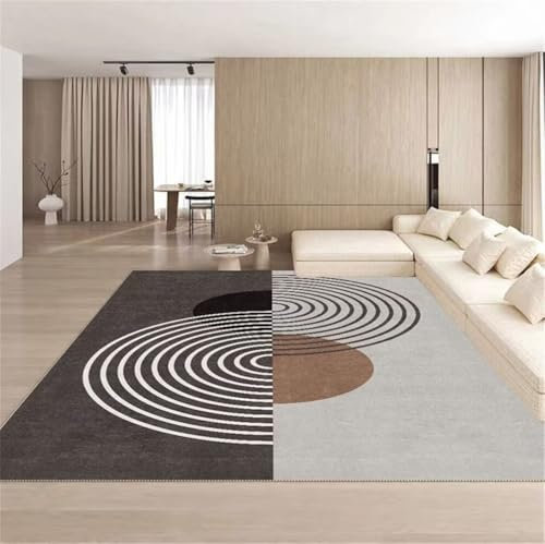 RUGMRZ Teppich nach maß Teppich+Wohnzimmer 150x200CM Kinder Aesthetic Grau Moderne geometrisch geschwungene Muster Machen Teppiche pflegeleicht