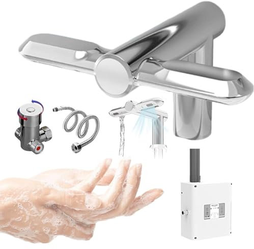 Asciugamani 2 In 1+Rubinetto,Asciugamani Ad Aria Alta Velocità Automatici 1150w,Asciugamani A Induzione Completamente Automatici,Asciugamani Elettrici Senza Contatto, Caldo E Freddo,Silver