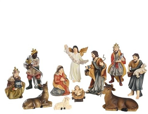 Belén Navidad con Figuras, Figuras Belen Navidad Resina, Nacimiento Belen Navidad, Figuras del Belen Navideño, Juego Figuras Belén, Nacimiento Sagrada Familia para Decoración Hogar Escuela Iglesia