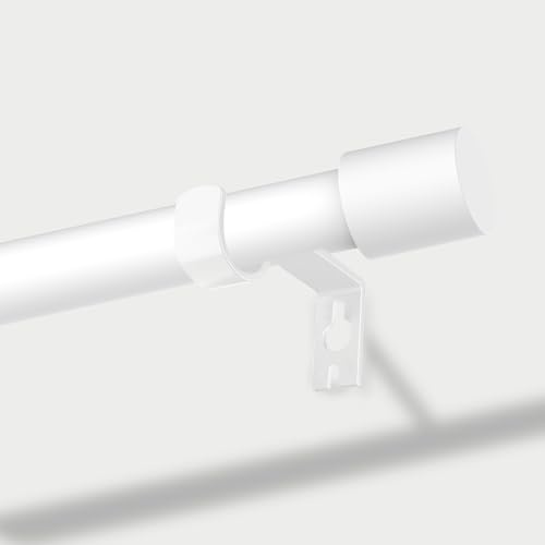 PadPure Edelstahl Gardinenstange Weiß Vorhangstange,Vorhangstange mit Endstücken und Verstellbaren Halterungen für Schlafzimmer, Balkon, Wohnzimmer(76-210cm,16mm)