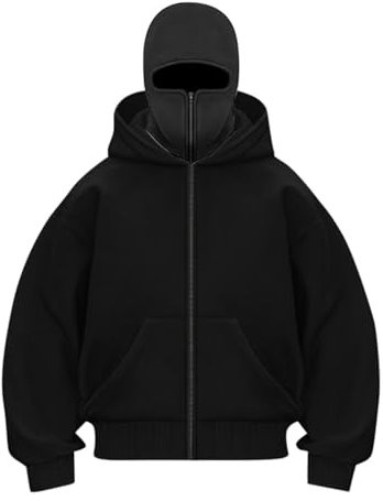 Herren Kapuzenpullover Winter mit Sturmhaube Casual Hoodie Herren mit Reißverschluss und Tasche Winddicht Warme Jacke Sweatshirt Locker