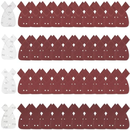 XIATIAN 40 Stück Black und Decker Mouse Schleifpapier, 10 x Körnung 40/60/80/120 Mouse Schleifpapier Schleifblätter, Detail Schleifpads 4 Löcher, Schleifpapiers Klett für Fine Palm Sander
