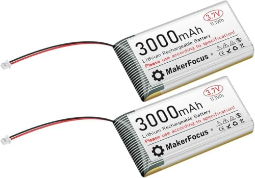 YELUFT 2 baterías recargables de polímero de litio de 3,7 V 3000 mAh 1S 1C con placa de protección y conector Micro JST 1.25 para placa de desarrollo ESP32
