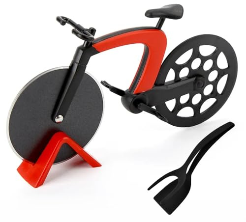 Pizza Cutter and Silicone Spatula, Bicycle Pizza Cutter with Non-Stick Stainless Steel Blades, Unique Gift for Cyclists and Bike Lovers, Durable & Fun Kitchen Tool, Gift for Pizza Lover