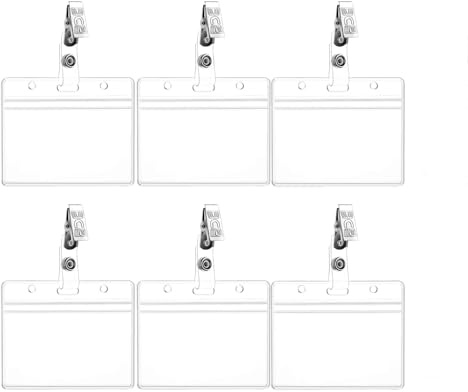 6 Stück Transparente Kartenhalter, Ausweis Kartenhalter Mit Clips Arbeitsausweis Kartenhülle, 10x6,8cm Transparente Ausweishalter Mit Clip Für Zugangskarten, Namensschilder Und Bürobedarf